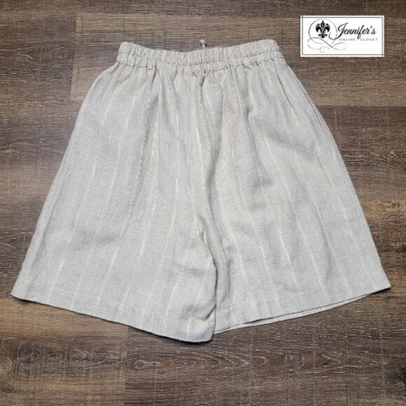 Express Tan High Waisted Elastic Drawstring Striped Bermuda Shorts Size M - Picture 4 of 8